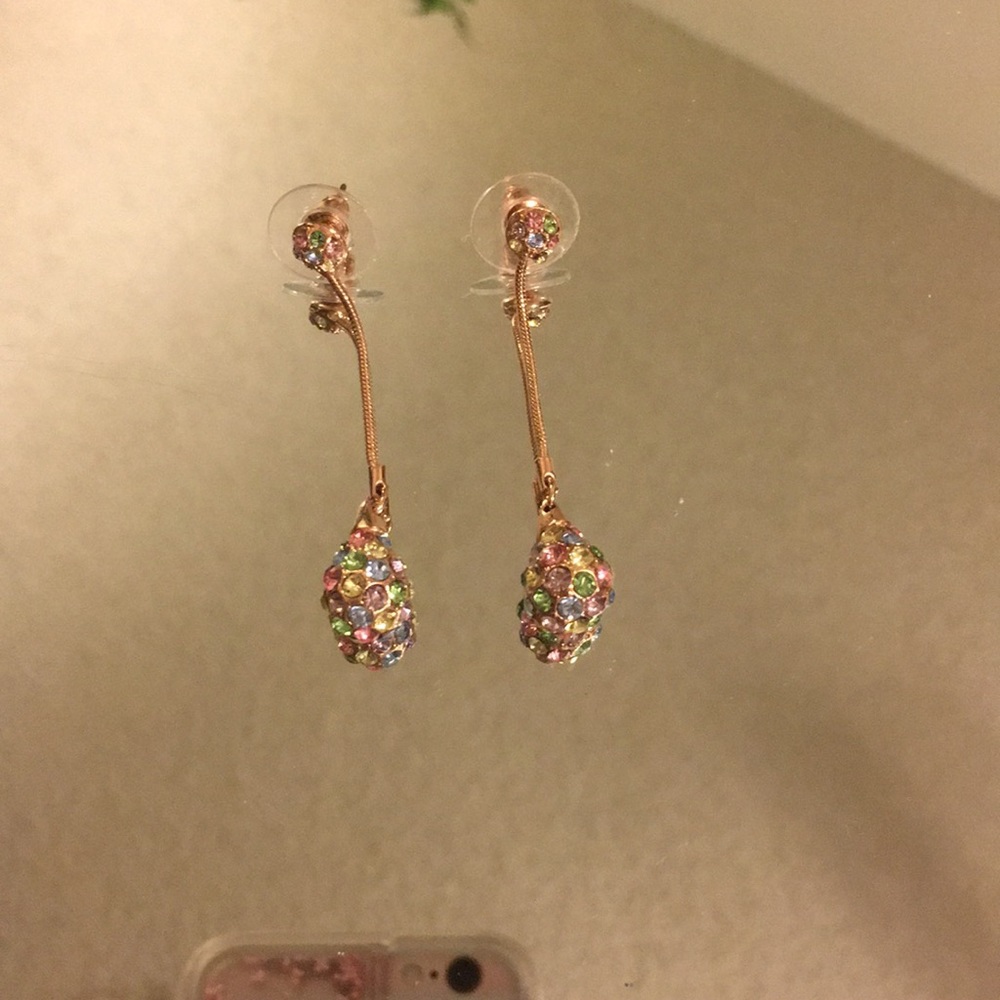 14 KGF Rose Gold Multi Color Pastel Earrings - Picture 4 of 7